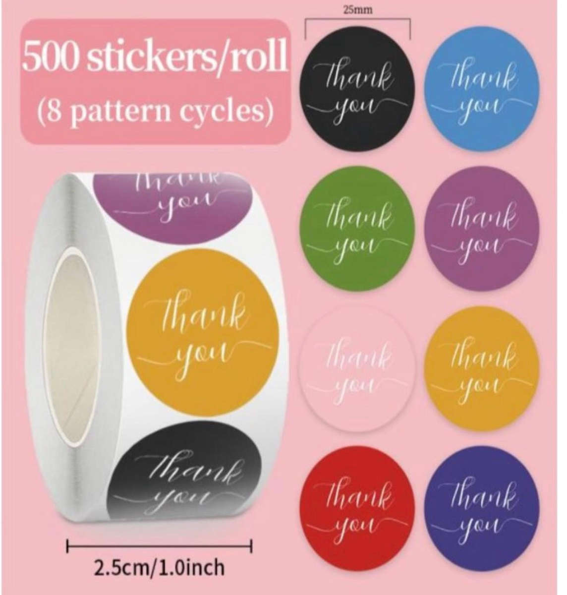 Thank you Sticker Roll 500pc