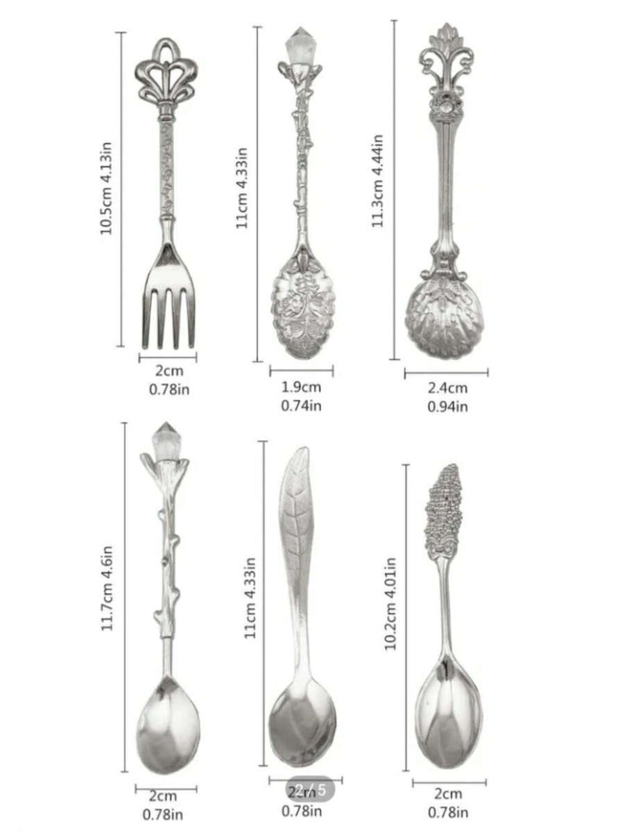 Vintage Look Cutlery Silver Teaspoons 6pcs