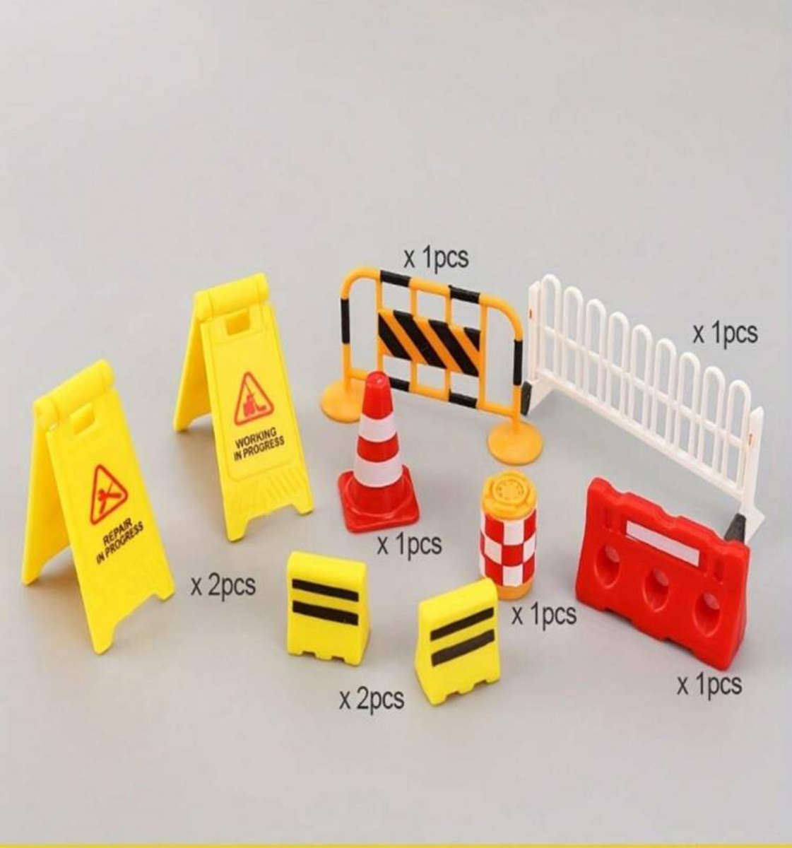 9pc Cake Topper Plastic Construction Site Set