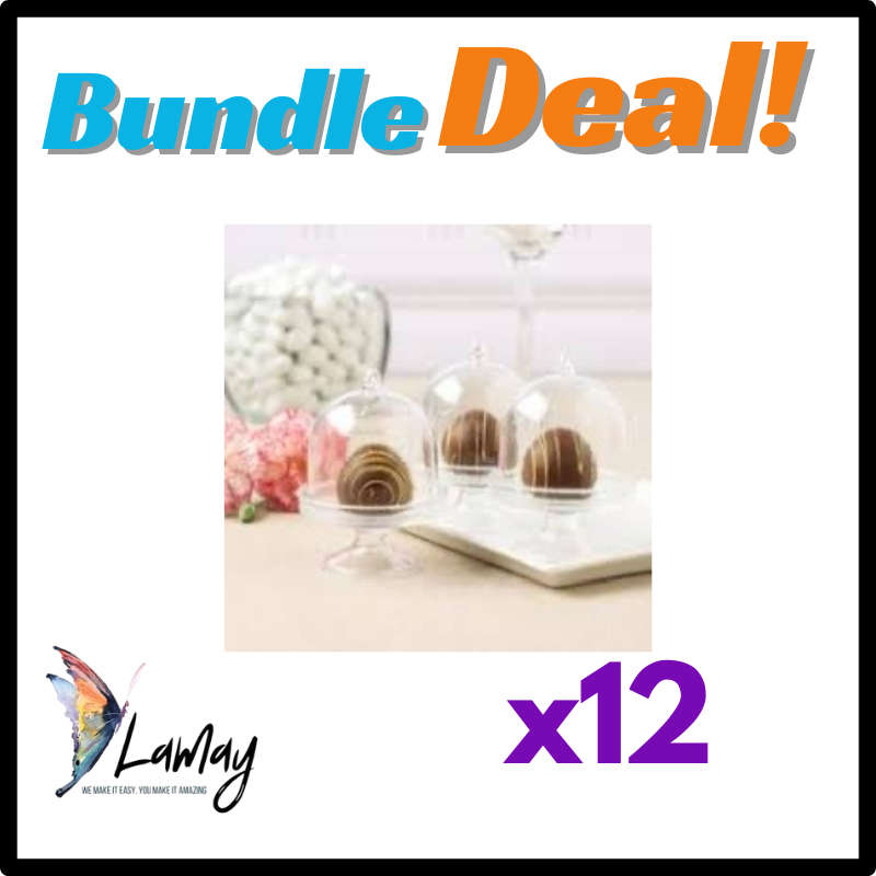 12 Mini Plastic Cupcake Stand Dome 7cm high