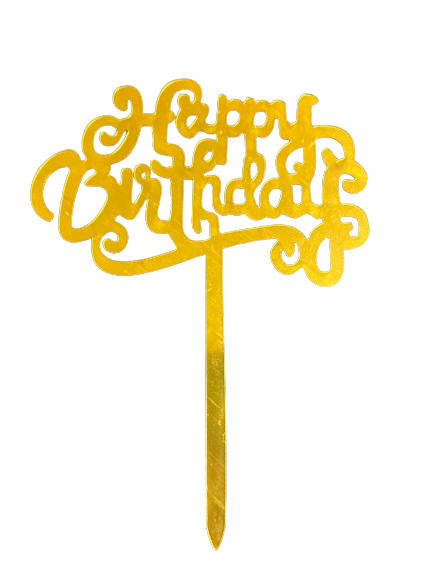 (20) Bundle Deal Acrylic Cake Topper Happy Birthday Gold x10