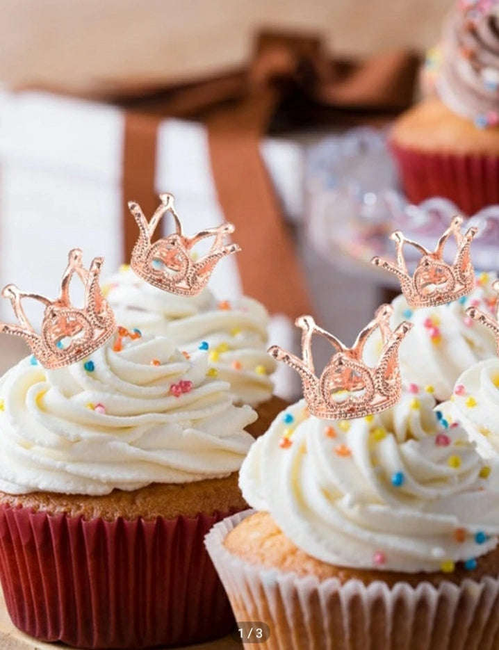 Tiara Cupcake Topper Rose Gold 5pcs