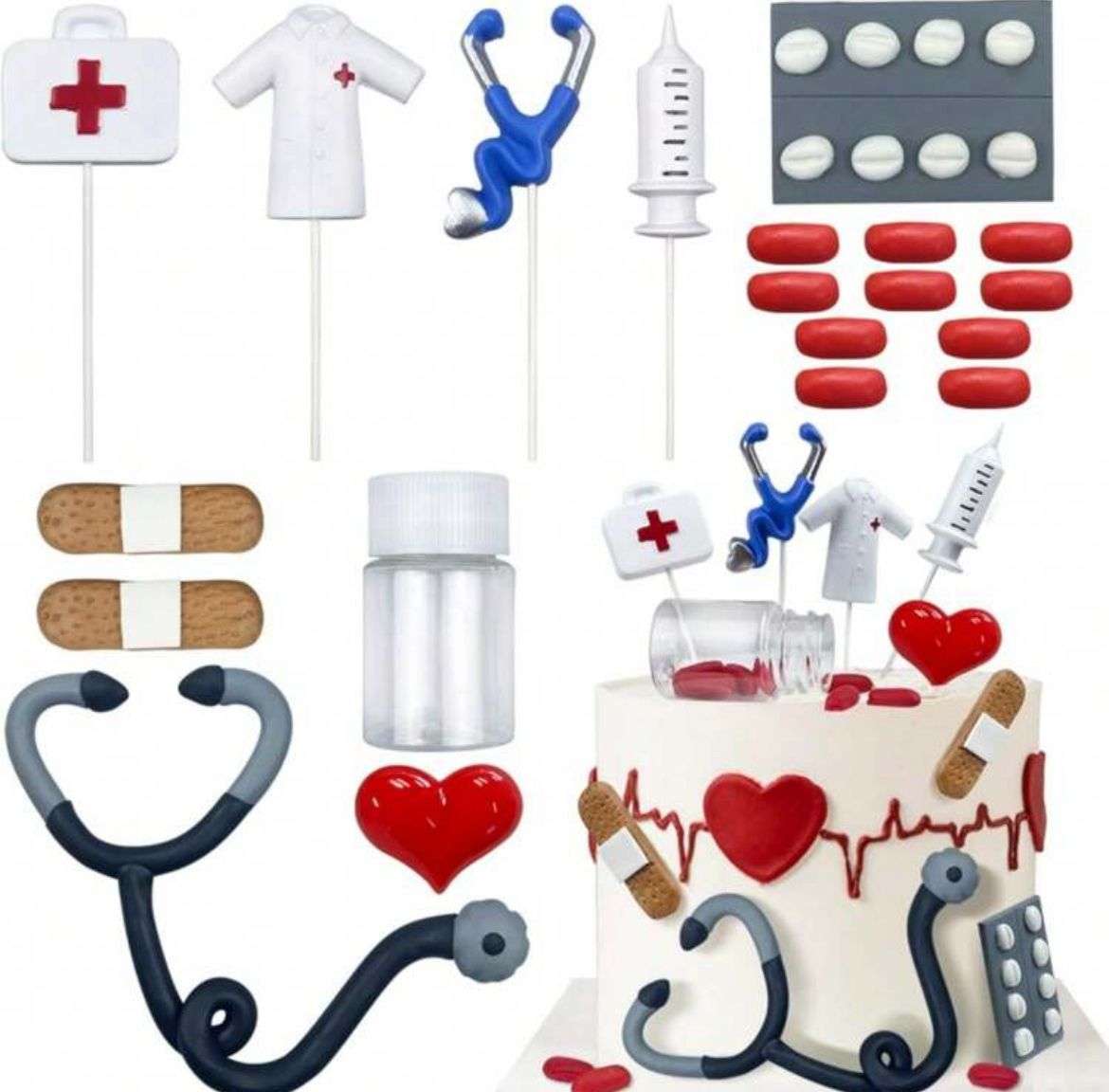 Plastic Cake Topper Set Doctor Nurse