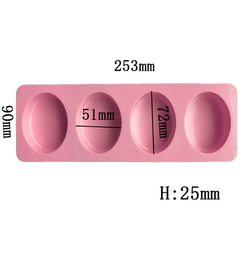 Oval chocolate/soap  silicone mould, size cavity 7.5x5.2cm