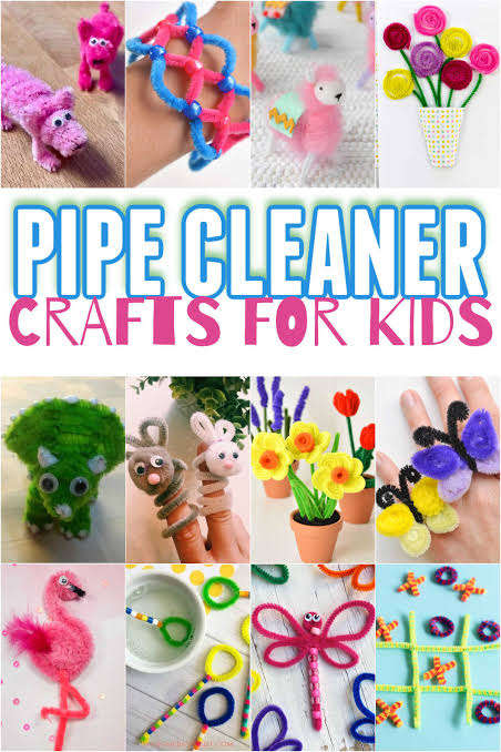 Orange Pipe Cleaning and Pom Poms Craft Set