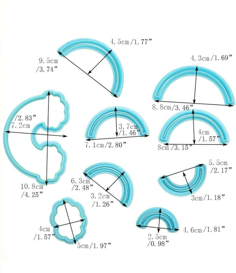 Rainbow and cloud cutter set, outer rainbow 10x6.5cm