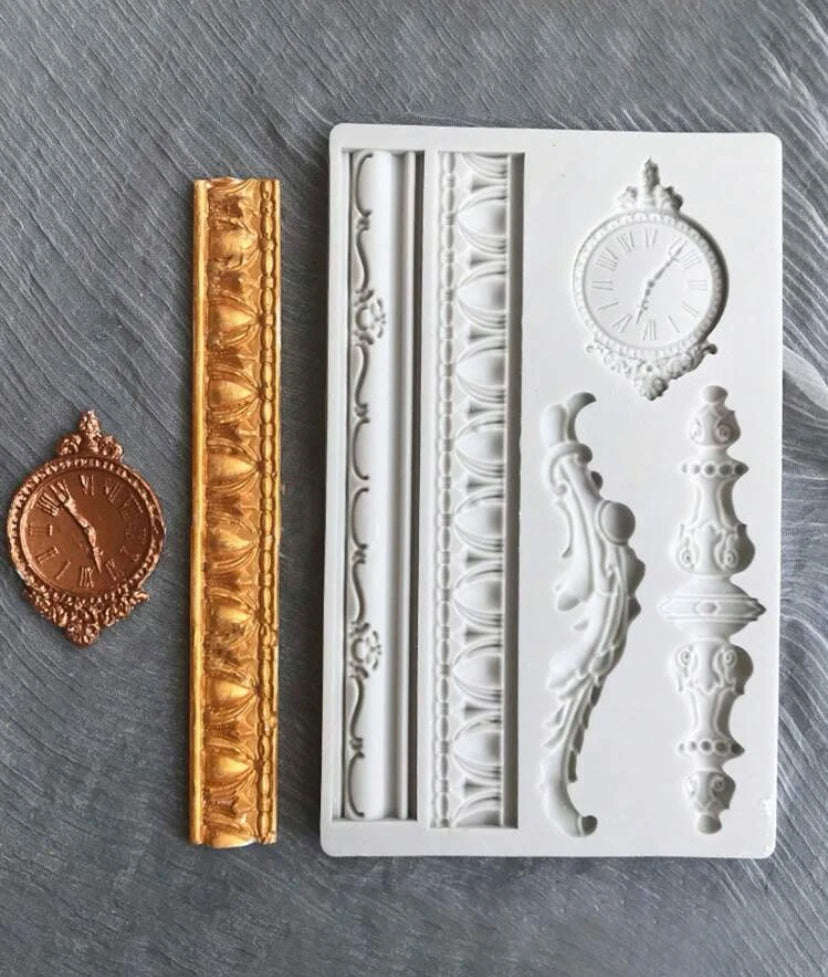 Vintage clock sugar paste silicone mould C