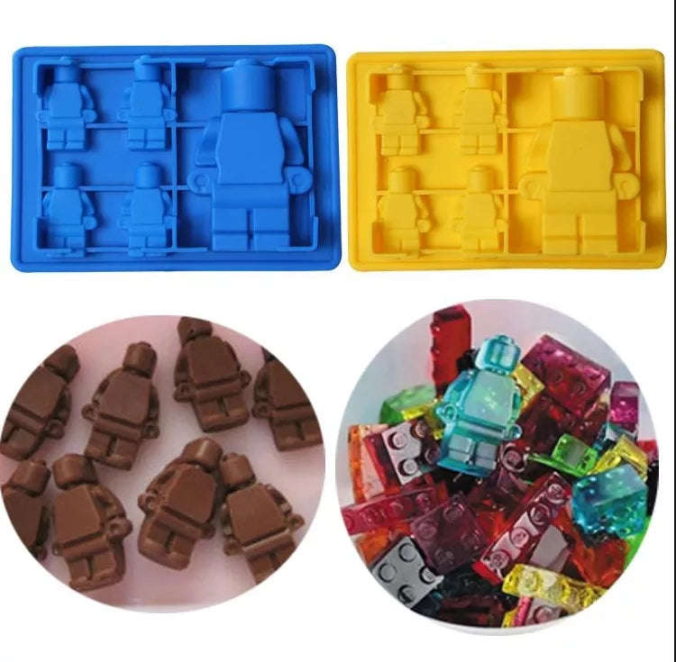Silicone fondant Lego mould Men, 9x6x1.5cm, 4.5x3x1cm