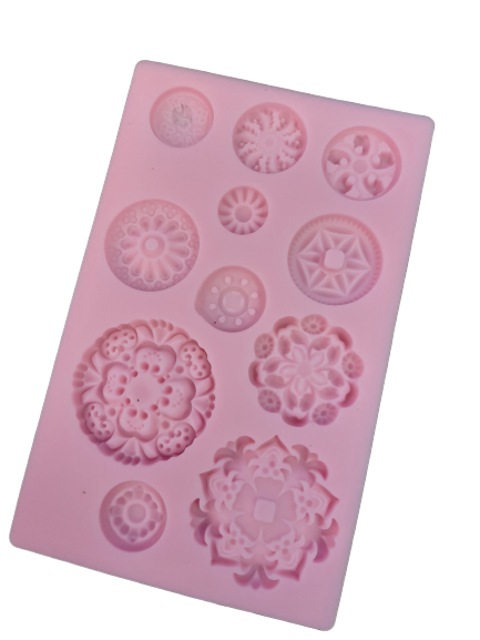 Vintage Brooch embellishment  sugar paste silicone mould J