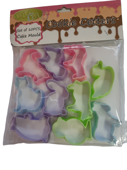 10 piece animal  plastic cookie cutters