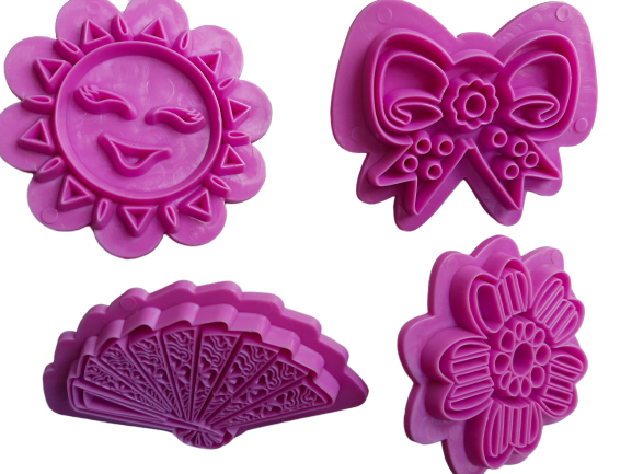Flower, Bow, Sun, Fan embosser cutter, +-4cm