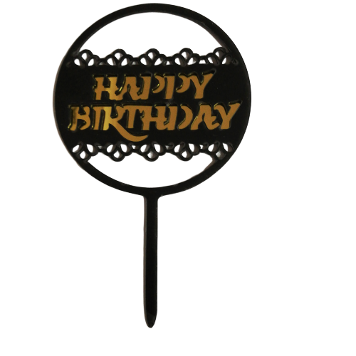 Acrylic cake topper Gold and Black Birthday, (Nr172)