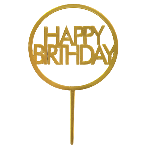 Acrylic cake topper Happy birthday, (Nr215) Gold