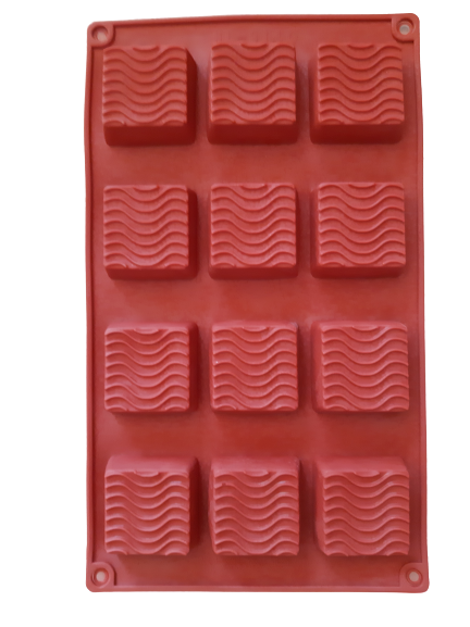 MM Square Wavey Chocolate truffle soap silicone mould, 4cm, 1.5cm deep