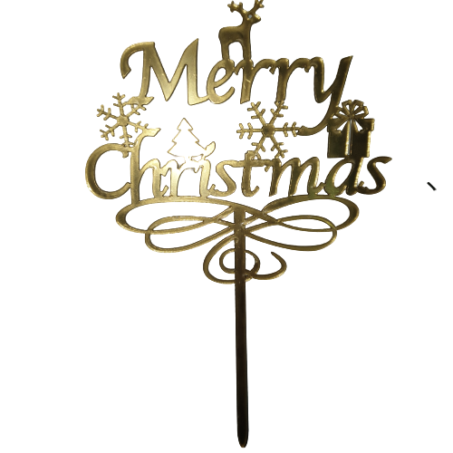 Nr98 small Acrylic cake topper gold Christmas