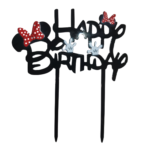 Nr52 Acrylic Cake Topper Happy Birthday Minnie Mouse