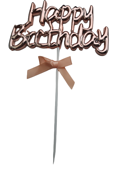 Plastic cake Topper Rose Gold Happy Birthday