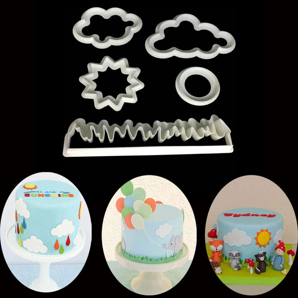 Nature cookie cutter set: cloud, star, circle, grass