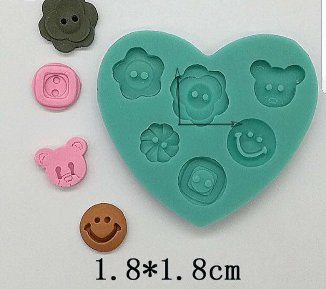 Button silicone mould, bear button 1.5x1.3cm