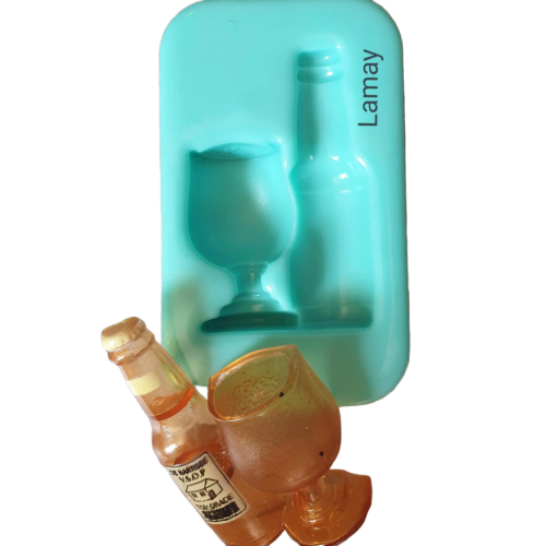 Bottle and Wine glass A silicone mould, 6.9x4.5cm