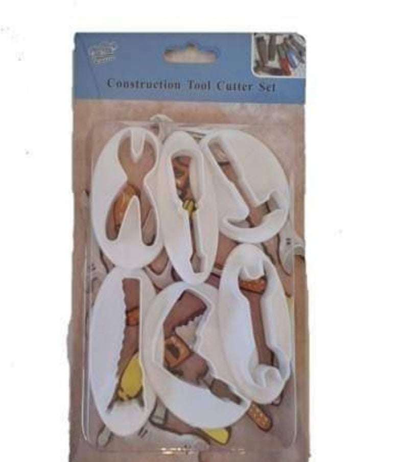 6 Piece Plastic Construction Tools Equipment Cookie Cutter Set
