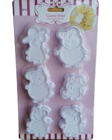 Peppa Pig plastic cookie cutter and impression set