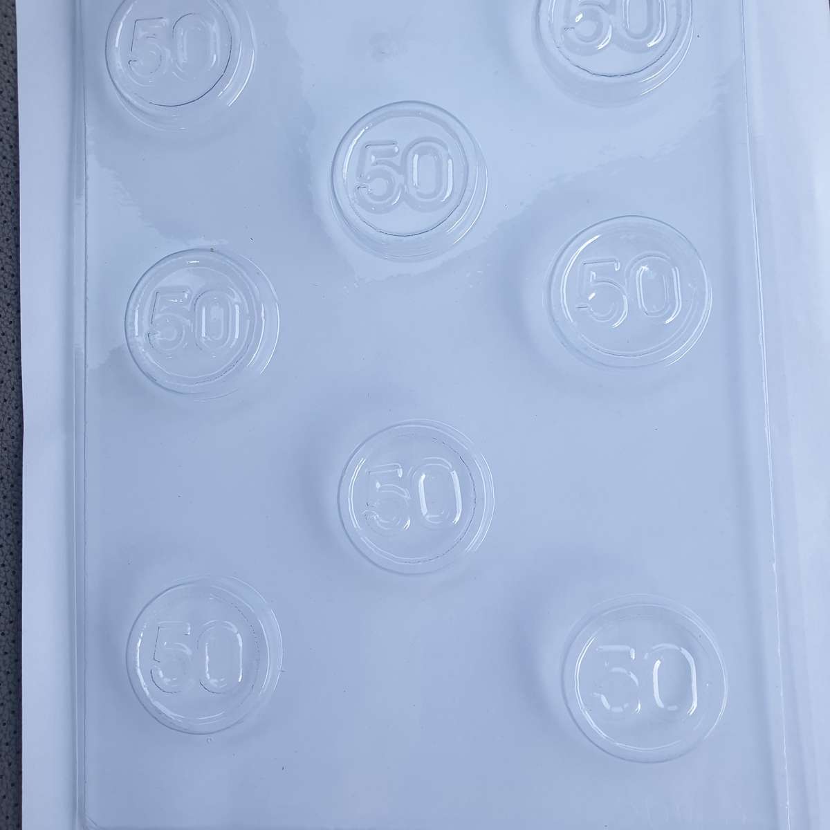 Hard Plastic Chocolate Mould Number 50 Plaque Disc 3.7cm, 0.5cm Deep