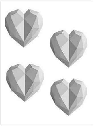 AA130  Hard Plastic Chocolate Mould Geometric Heart 6x6.5cm
