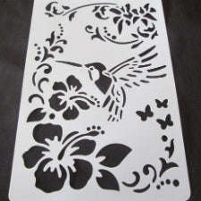 Bird  hibiscus A4 Stencil