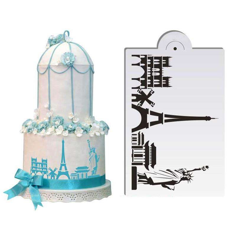 Eiffel tower, statue of liberty cake stencil, 21.5cm, eiffel tower 4.3x13cm