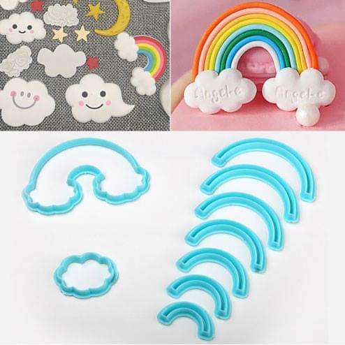 Rainbow and cloud cutter set, outer rainbow 10x6.5cm