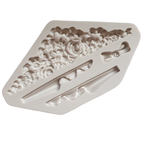 Flower drape border silicone mould, flower border 14.3x4.4cm
