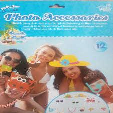 Beach party Photo props on sticks, 12 piece