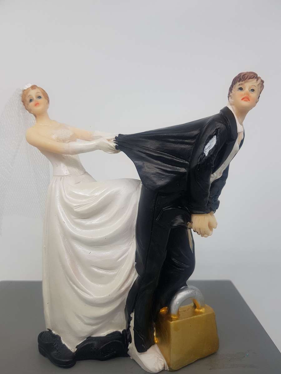Bride and groom wedding cake topper, 11.5cm