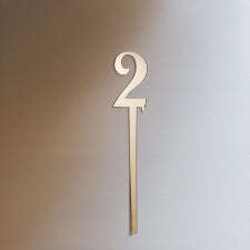 Silver Number 2 acrylic mirror cake topper, 7cm
