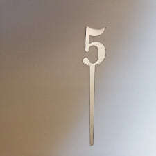 Silver Number 5 acrylic mirror cake topper, 7cm