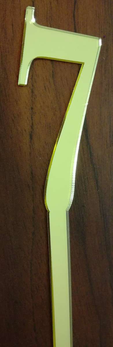 Gold Number 7 acrylic mirror cake topper, 7cm