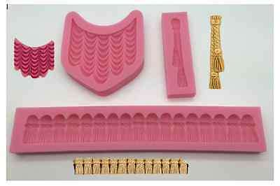 Drapes and tassels set silicone fondant mould-C