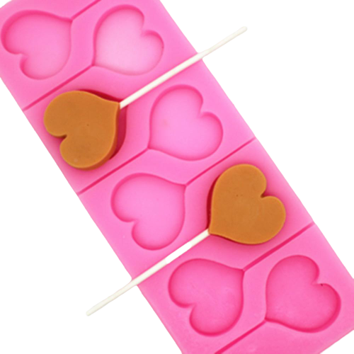 Heart Lollipop silicone mould, without sticks, 4.5cm