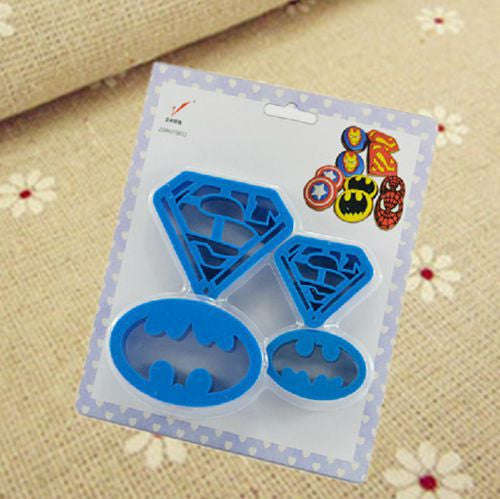 Batman and Superman plastic cookie cutters