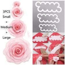 Easy Rose fondant cutter, 3 PIECE SET