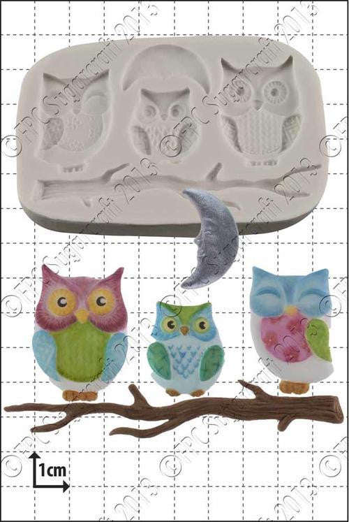 Silicone fondant Owls mould. Mould size 7x10cm
