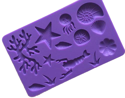 Silicone fondant / sugar paste mould under the sea/ shells, size of mould 19.5x12.5cm