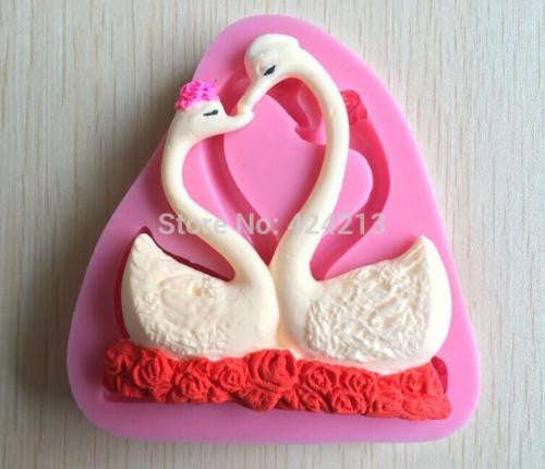 Silicone fondant mould double swan, 6.5cm x 6.5cm