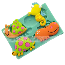 Animals silicone mould, snail hippo fondant, size of mould 12x8cm