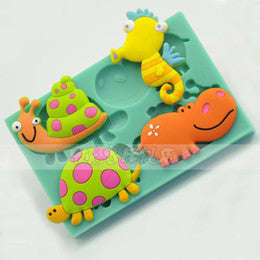 Animals silicone mould, snail hippo fondant, size of mould 12x8cm