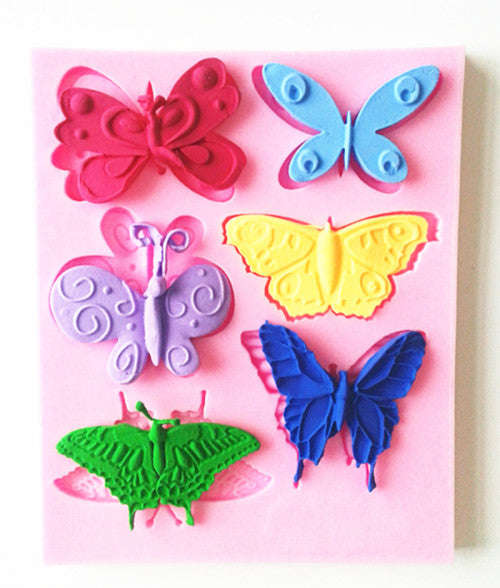 Silicone fondant mould. Butterflies, size of mould 11x9cm, red butterfly 4.2x3cm