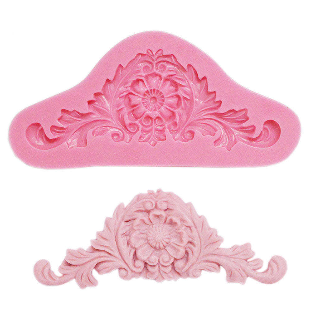 Baroque Damask Scroll Border Silicone Mould, 8.5x3.5cm