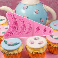 Rose flower Lace Border silicone mould, size of mould 13x7cm