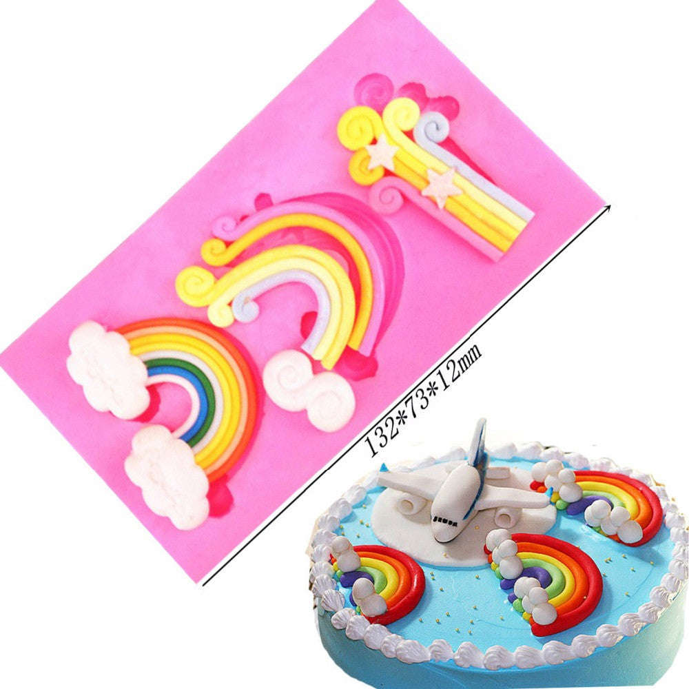 Rainbow cloud silicone mould, bottom rainbow 5x3.5cm